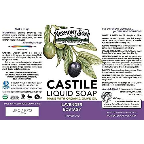 Jabón Líquido de Castile Orgánico Vermont Lavanda 473 ml