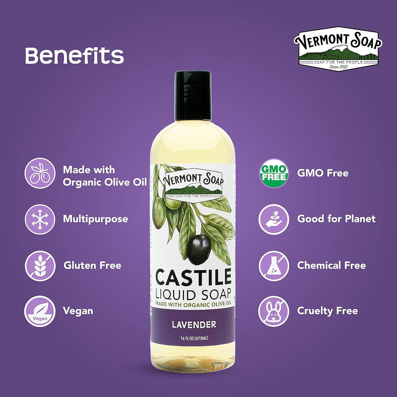 Jabón Líquido de Castile Orgánico Vermont Lavanda 473 ml