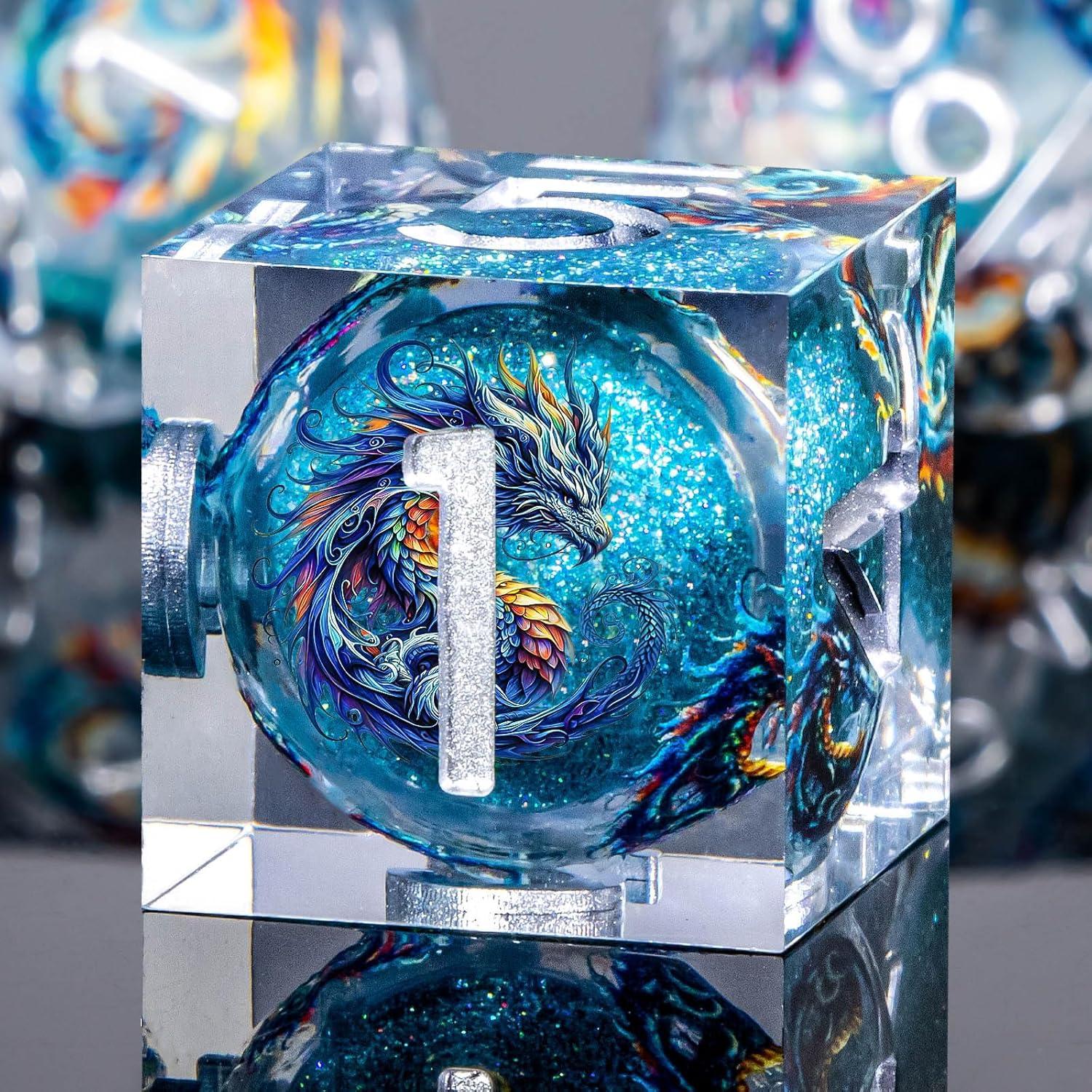 Conjunto de Dados DND Azul Roycevon 7 Piezas en Caja