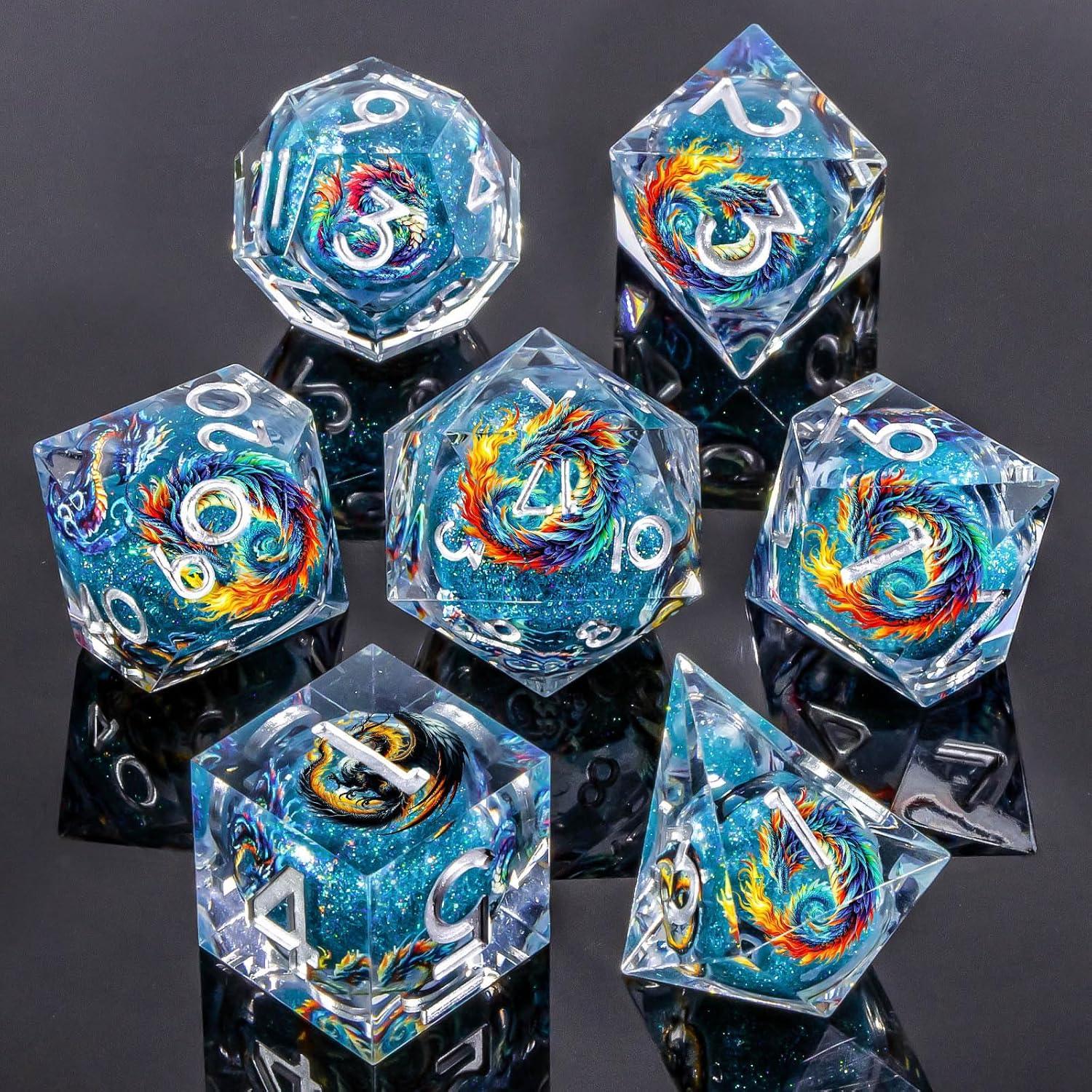 Conjunto de Dados DND Azul Roycevon 7 Piezas en Caja