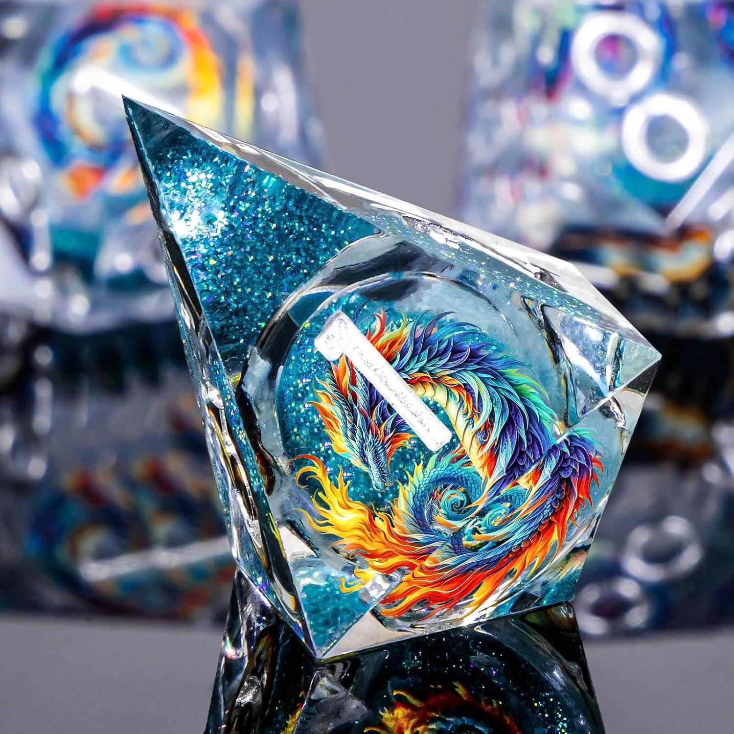 Conjunto de Dados DND Azul Roycevon 7 Piezas en Caja