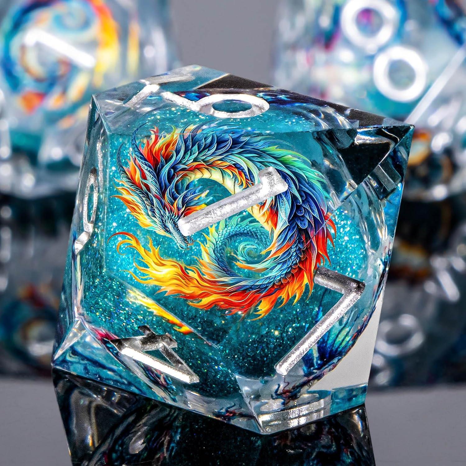 Conjunto de Dados DND Azul Roycevon 7 Piezas en Caja