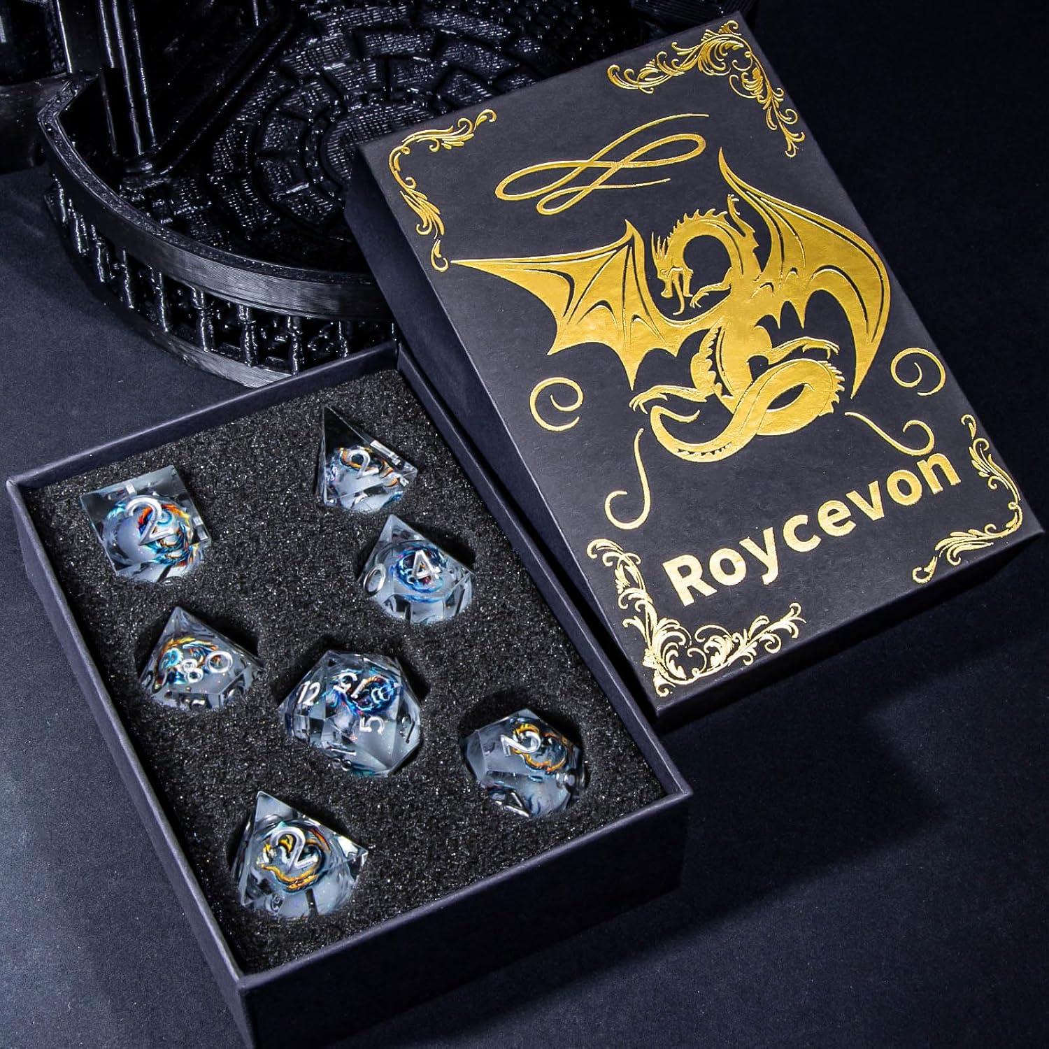Conjunto de Dados DND Azul Roycevon 7 Piezas en Caja