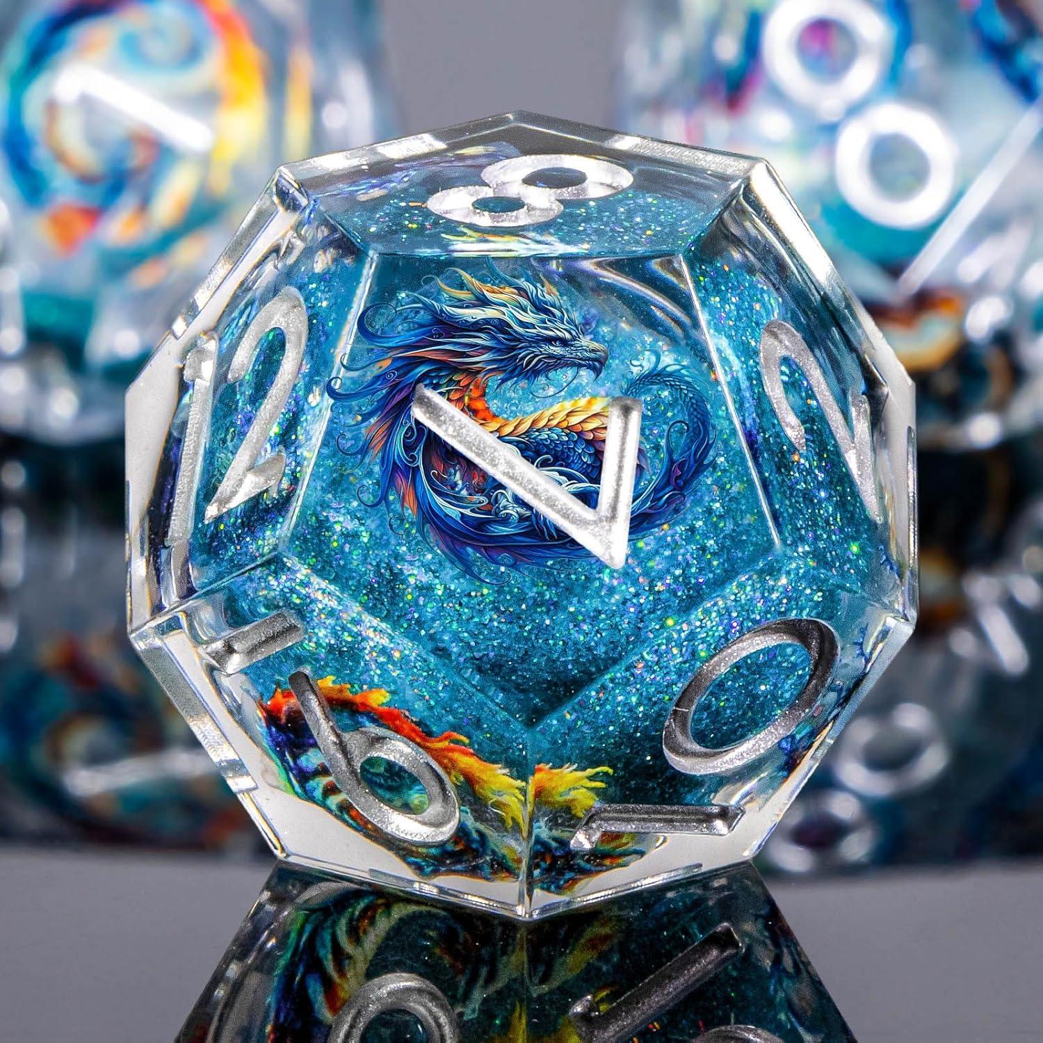 Conjunto de Dados DND Azul Roycevon 7 Piezas en Caja