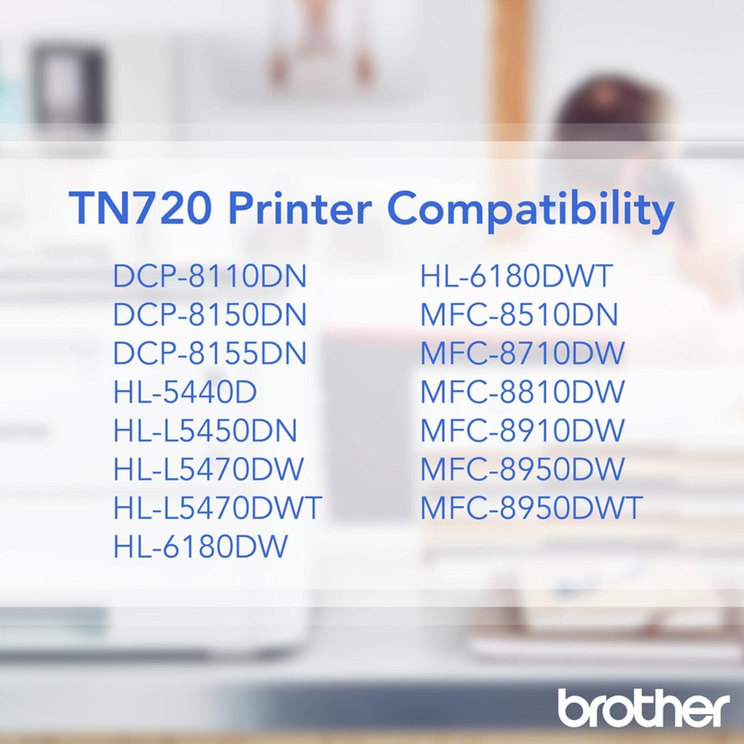 Brother Printer TN720 Toner Cartridge Black