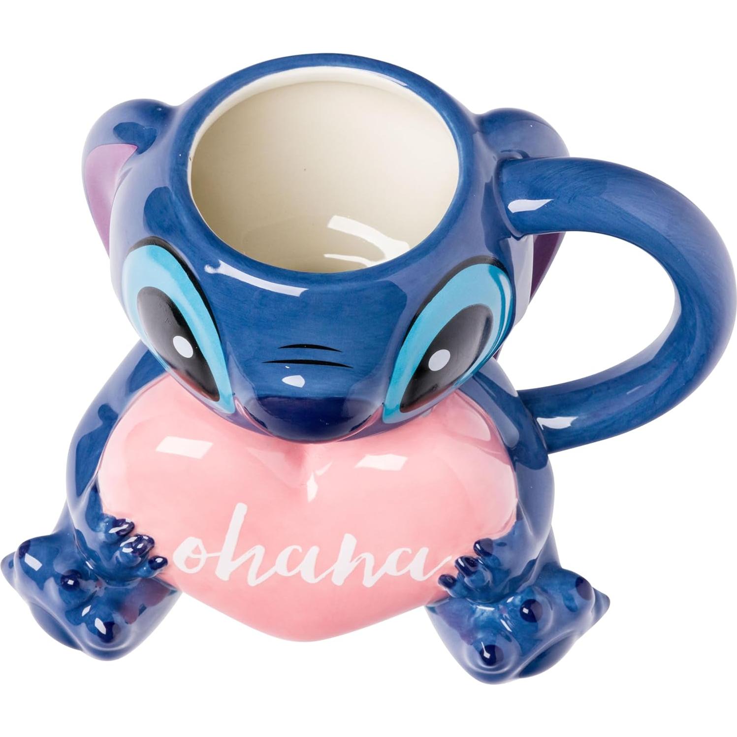 Taza Cerámica 3D Lilo y Stitch Ohana 20 Onzas Silver Buffalo