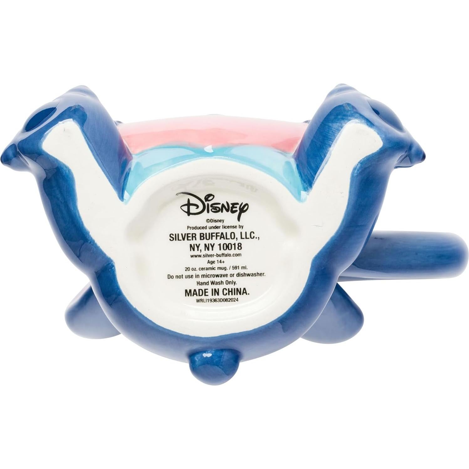 Taza Cerámica 3D Lilo y Stitch Ohana 20 Onzas Silver Buffalo