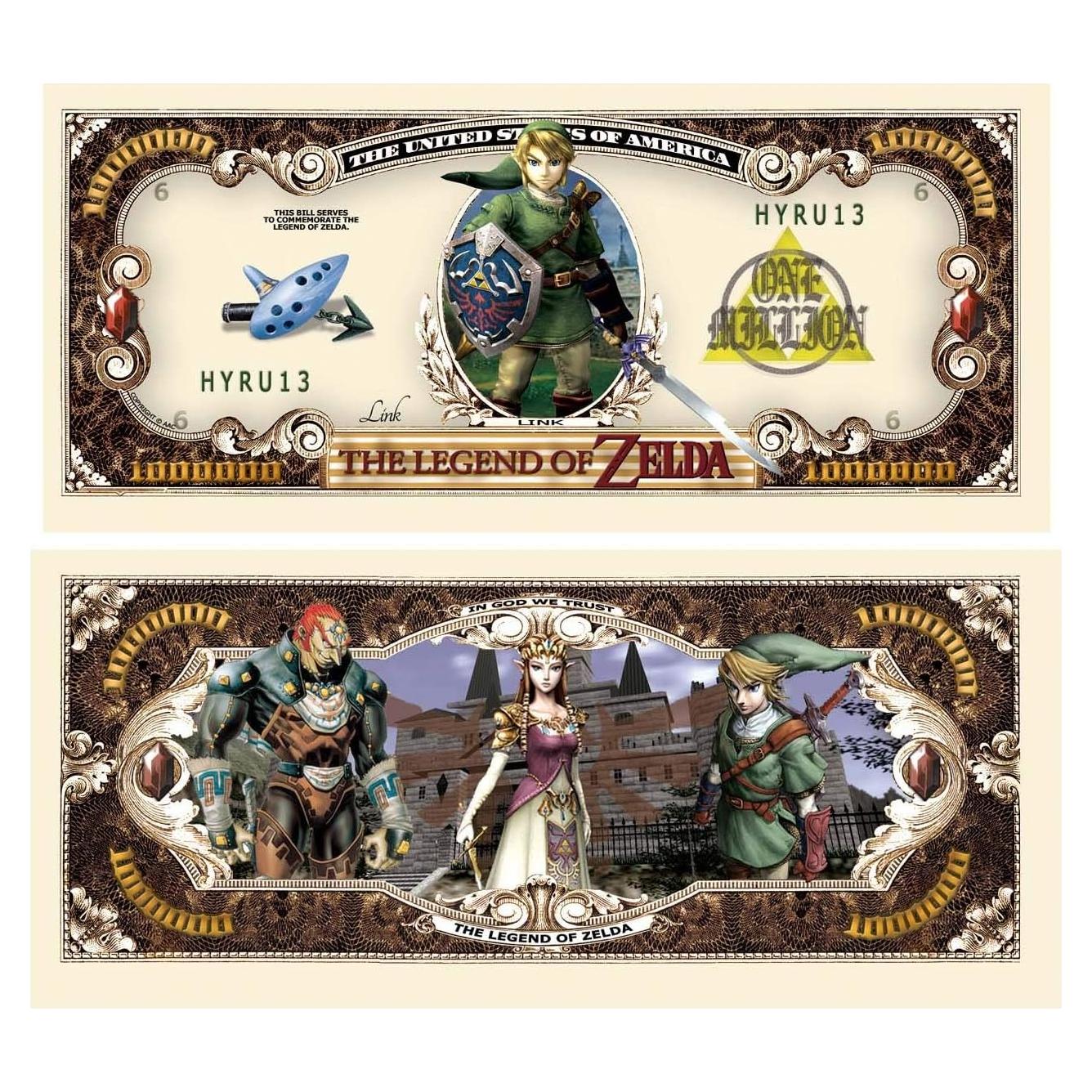 Billete coleccionable de 1 millón de dólares Legend of Zelda