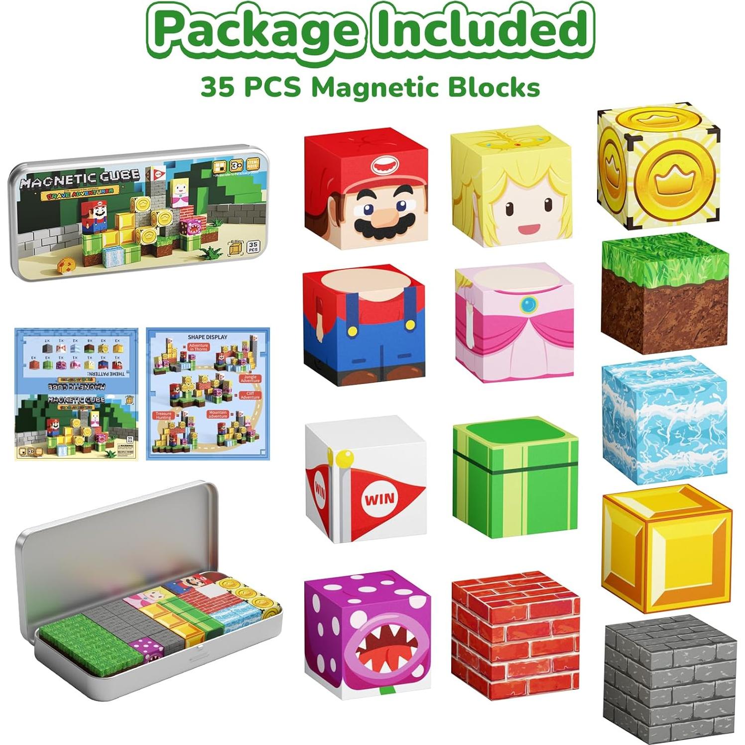 Set de Bloques Magnéticos DINOPAPA 35PCS para Niños 3-8 Años