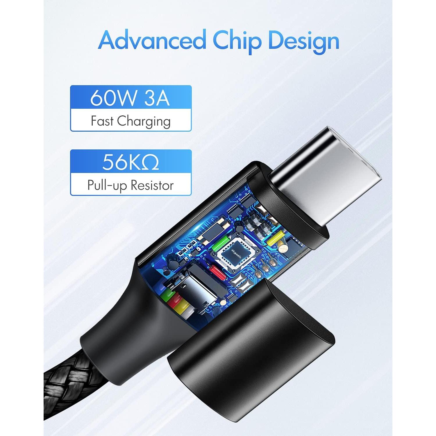 etguuds USB C to USB C Cable 4ft, 2-Pack, 60W USBC to USBC Cord, Type C to C Charger Cable Fast Charging for iPhone 16/15 Pro Max/Plus/Pro, for MacBook Pro Air/iPad, for Samsung Galaxy S24 S23