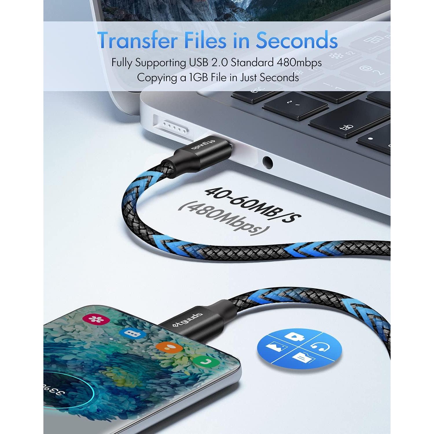 etguuds USB C to USB C Cable 4ft, 2-Pack, 60W USBC to USBC Cord, Type C to C Charger Cable Fast Charging for iPhone 16/15 Pro Max/Plus/Pro, for MacBook Pro Air/iPad, for Samsung Galaxy S24 S23