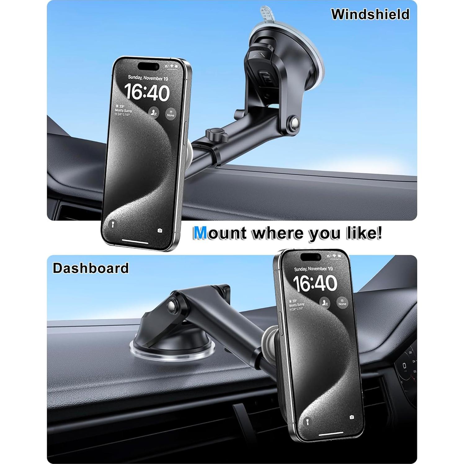 Soporte de Teléfono de Coche JIAYUE con Ventosa Ultra Fuerte