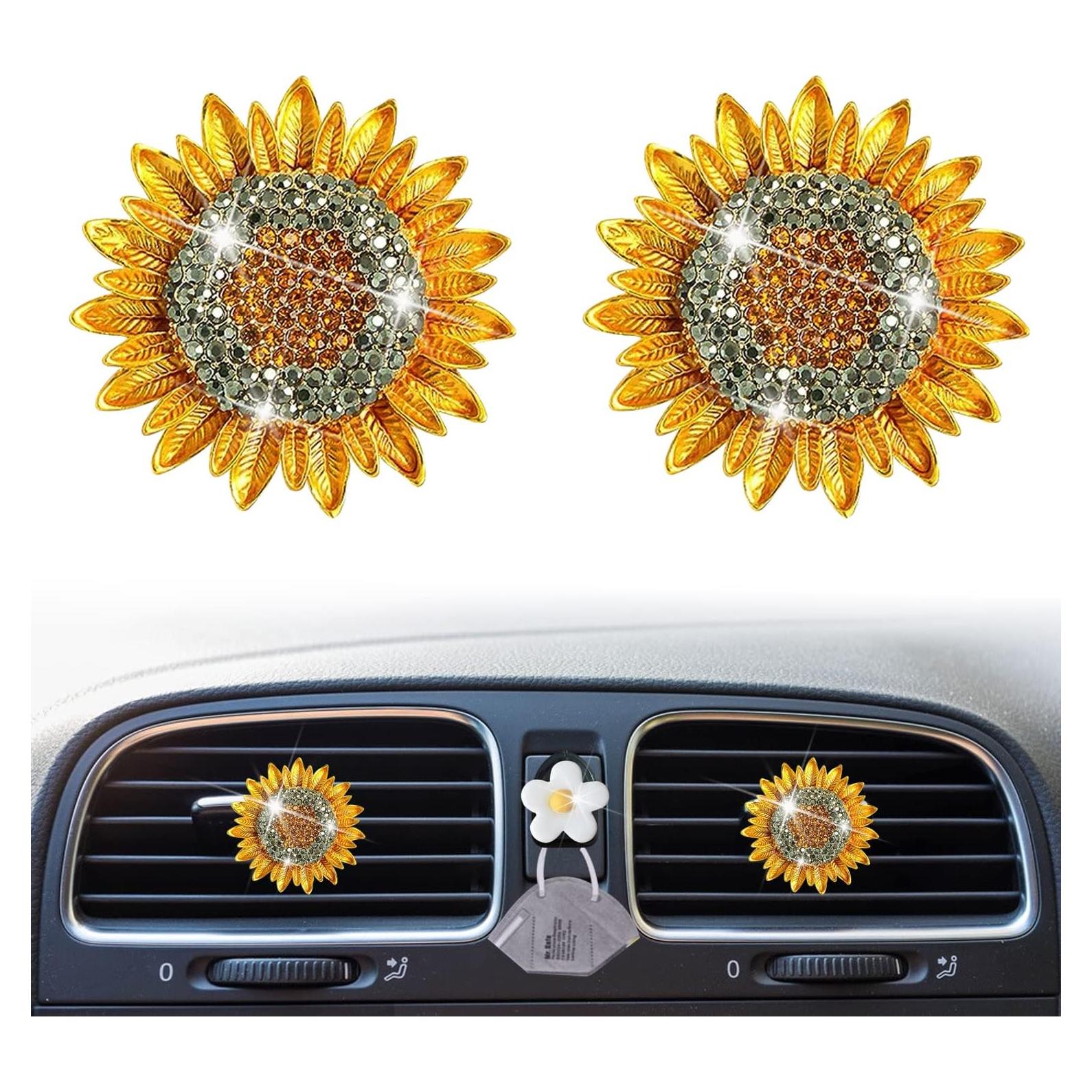 Clips de Ventilación de Aire Girasol Dorado Xinjincang - 2 Pcs