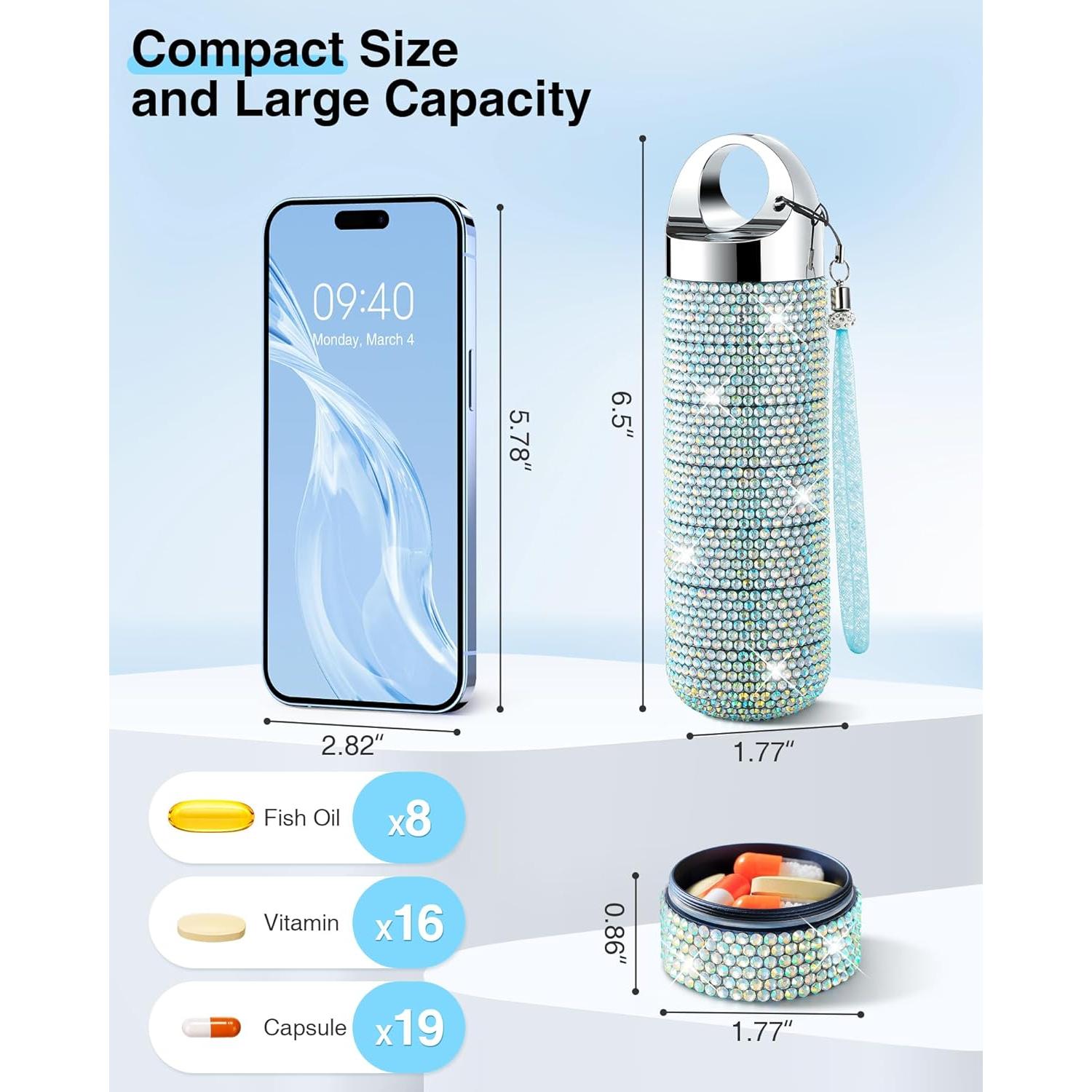 Organizador de Pastillas Zannaki Metal Bling 7 Compartimentos