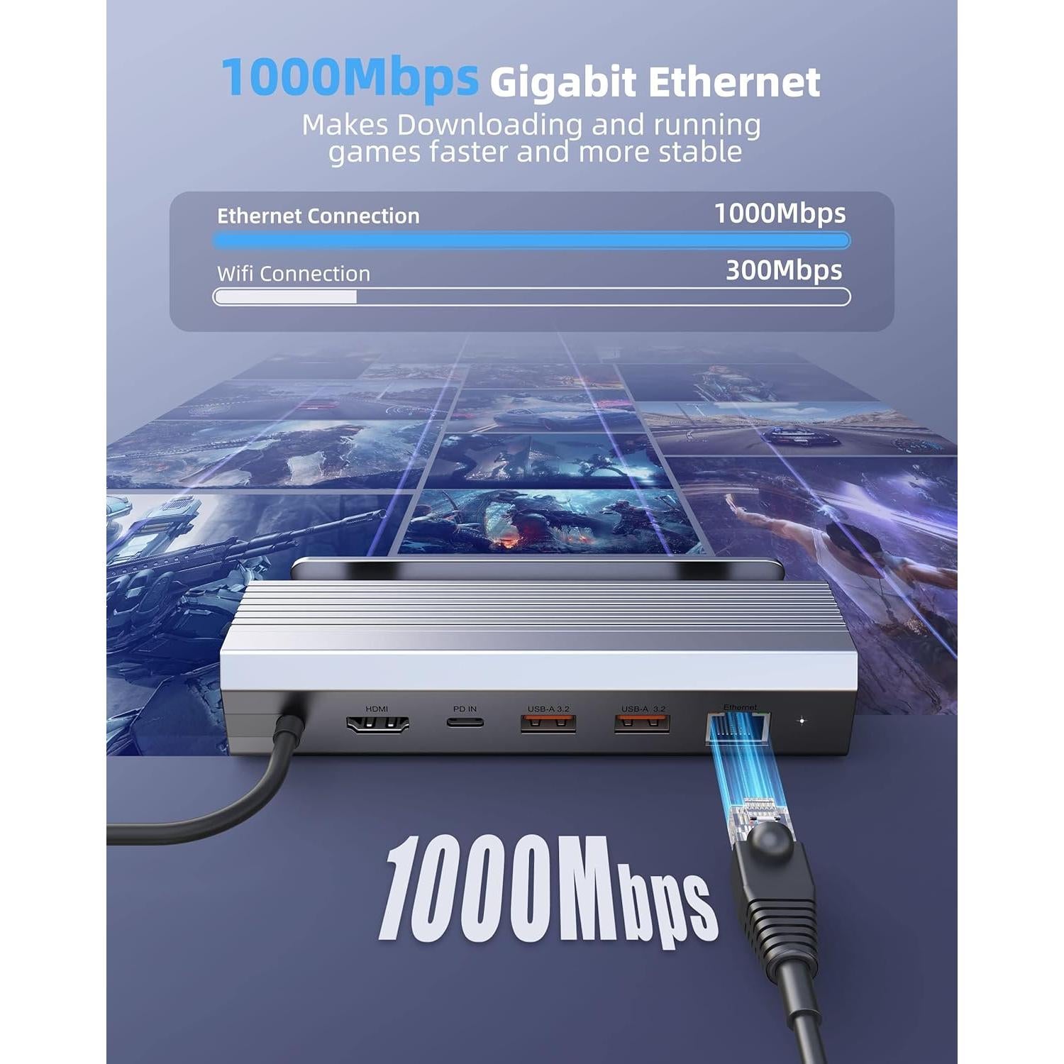 Dock M.2 6-en-1 Iavkyu para Steam Deck HDMI 4K 100W