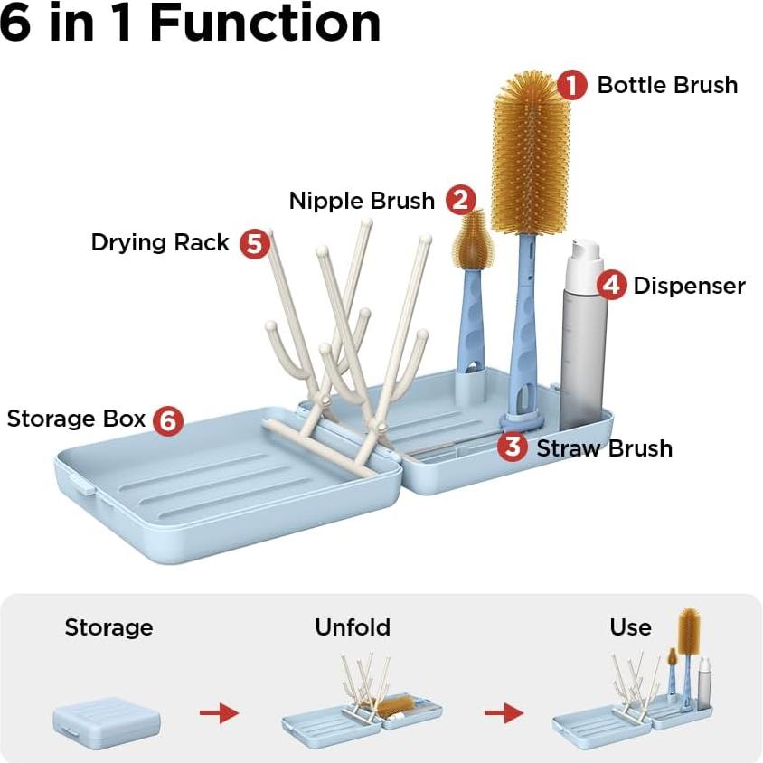 Kit de Limpieza de Botellas YOTIME Plegable Azul 1 Cuenta
