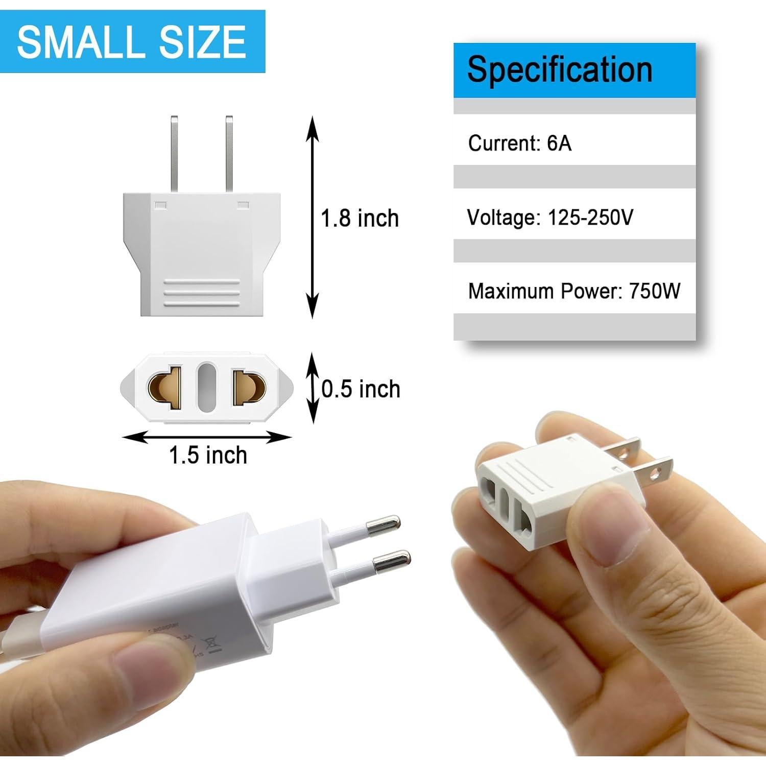 Adaptador de Enchufe Europeo a Americano TiKeTaoKe 4 Piezas