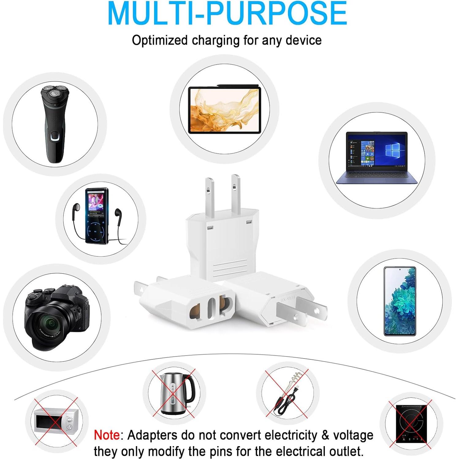 Adaptador de Enchufe Europeo a Americano TiKeTaoKe 4 Piezas