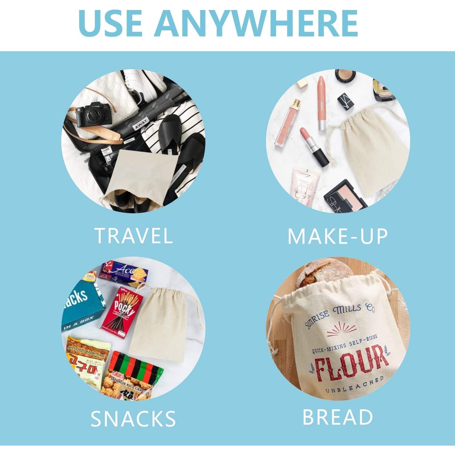 TOPDesign 12 Bolsas Reutilizables de Algodón 15x20 cm Beige