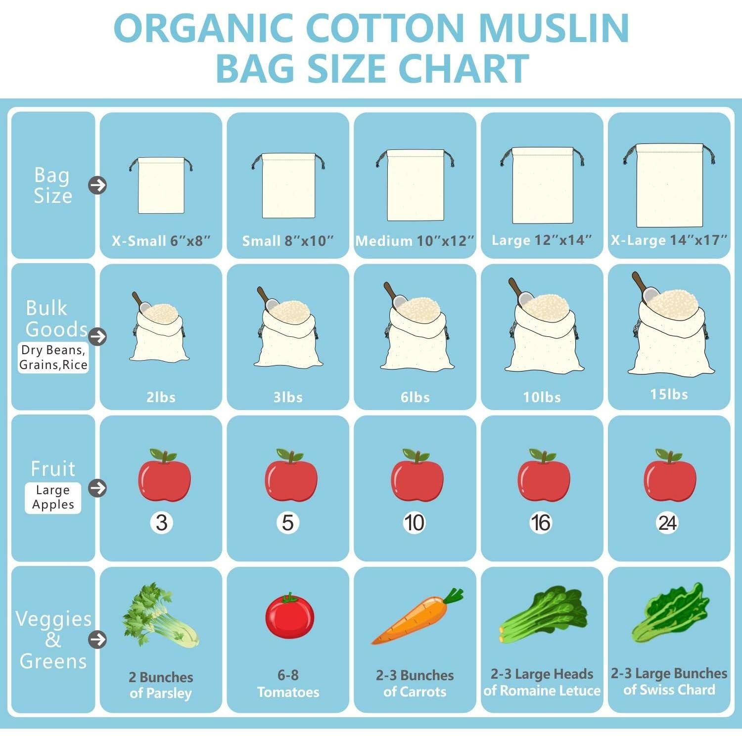 TOPDesign 12 Bolsas Reutilizables de Algodón 15x20 cm Beige