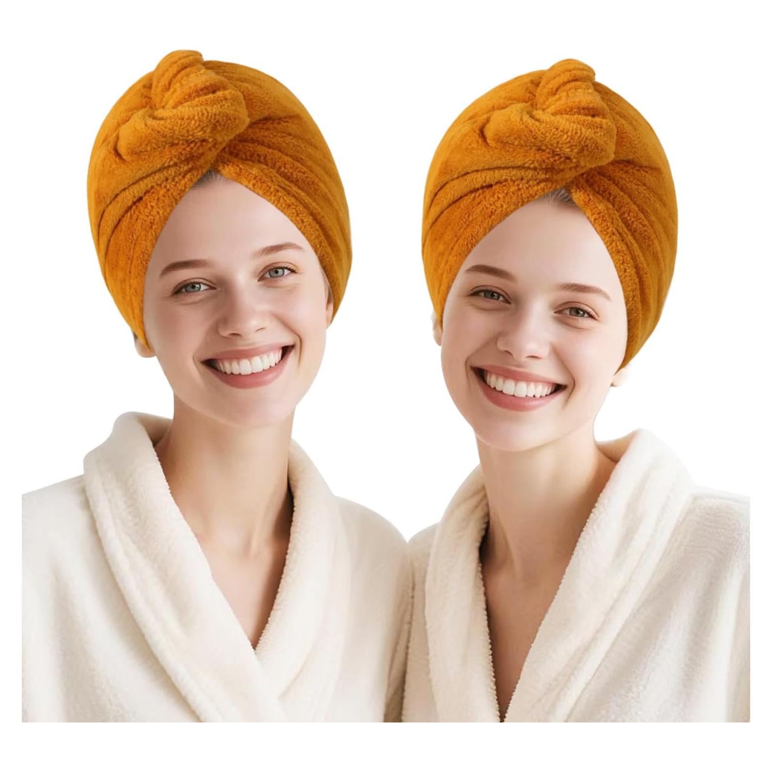 Toalla de Secado de Cabello Microfibra AGKXHDEC 65x25 cm Amarillo