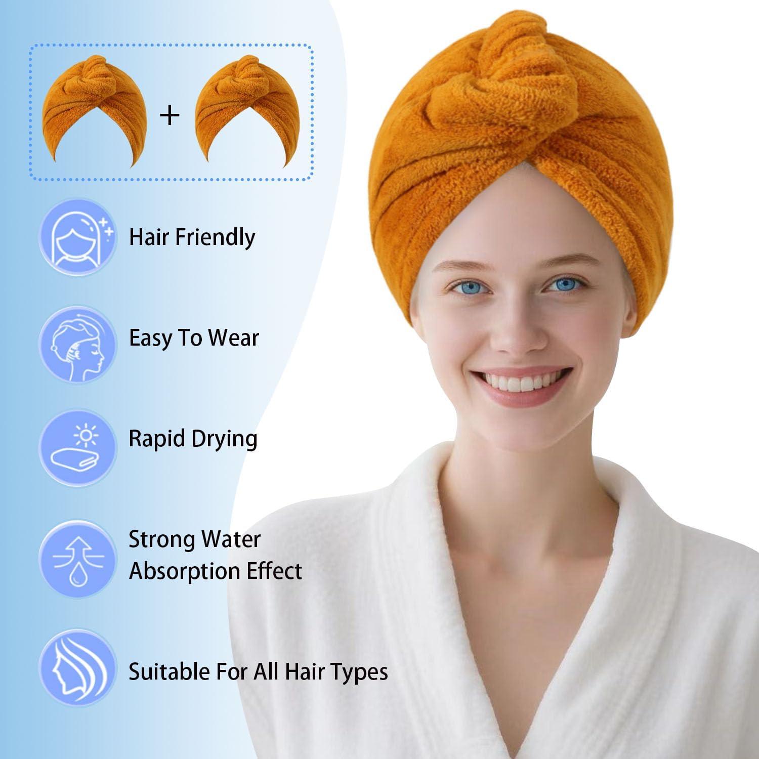 Toalla de Secado de Cabello Microfibra AGKXHDEC 65x25 cm Amarillo