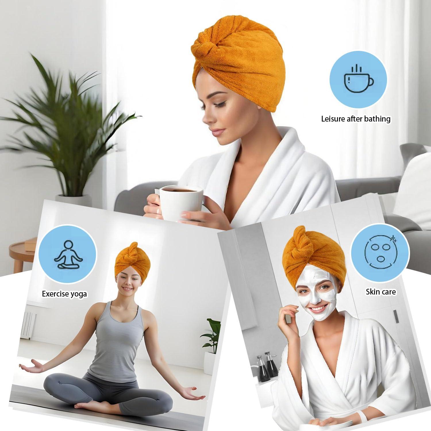 Toalla de Secado de Cabello Microfibra AGKXHDEC 65x25 cm Amarillo