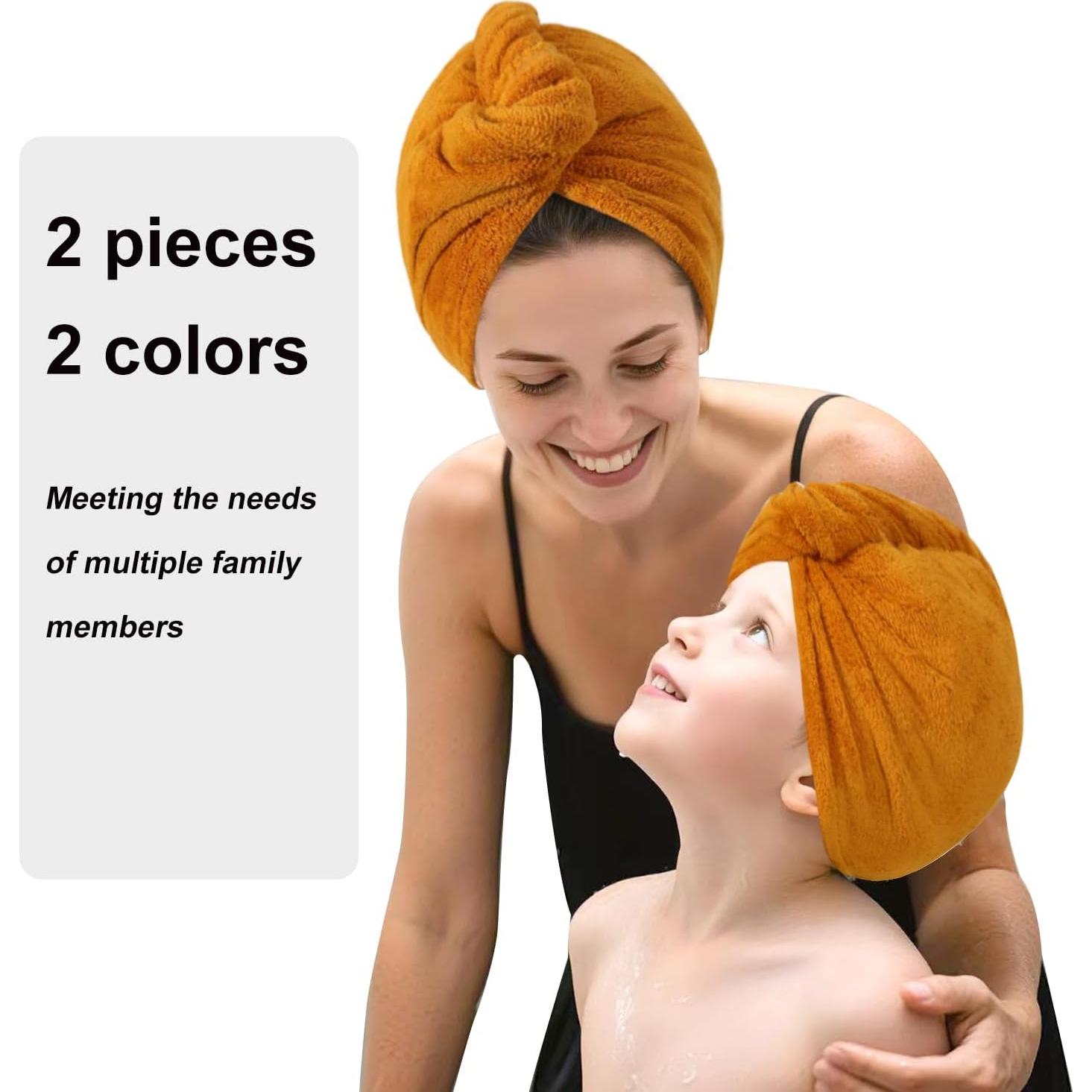 Toalla de Secado de Cabello Microfibra AGKXHDEC 65x25 cm Amarillo