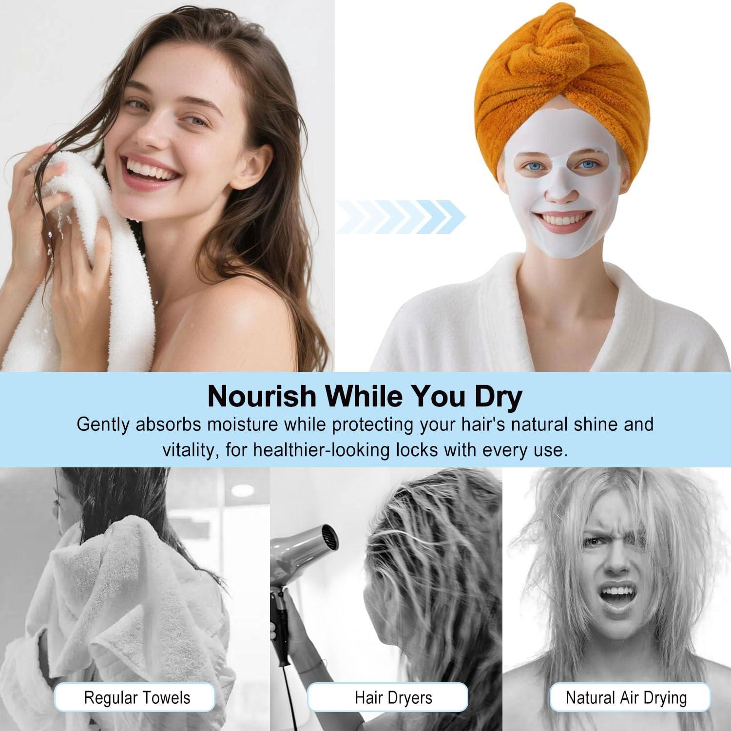 Toalla de Secado de Cabello Microfibra AGKXHDEC 65x25 cm Amarillo