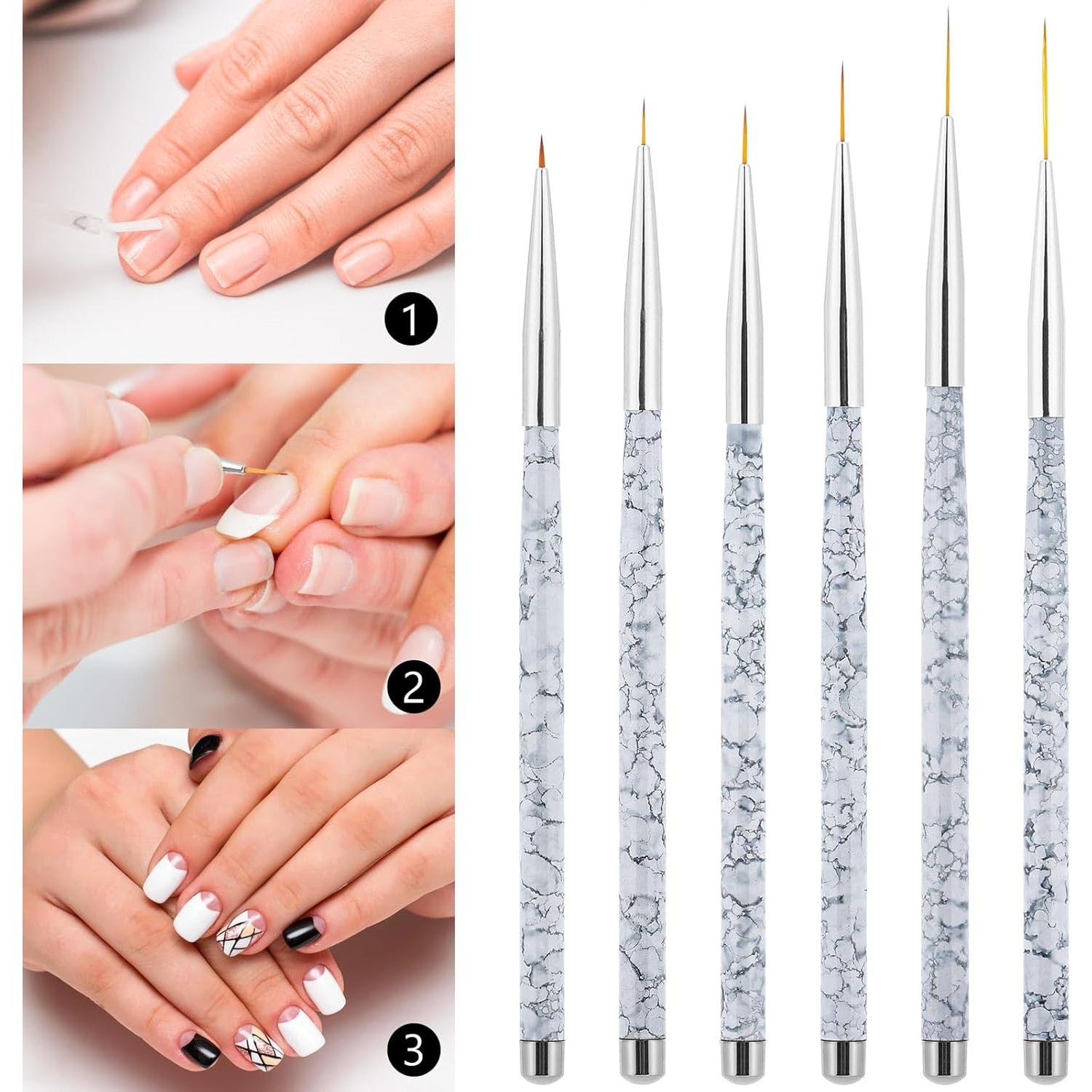 Pinceles para Arte de Uñas Tbestmax 6 Pcs 5-20mm