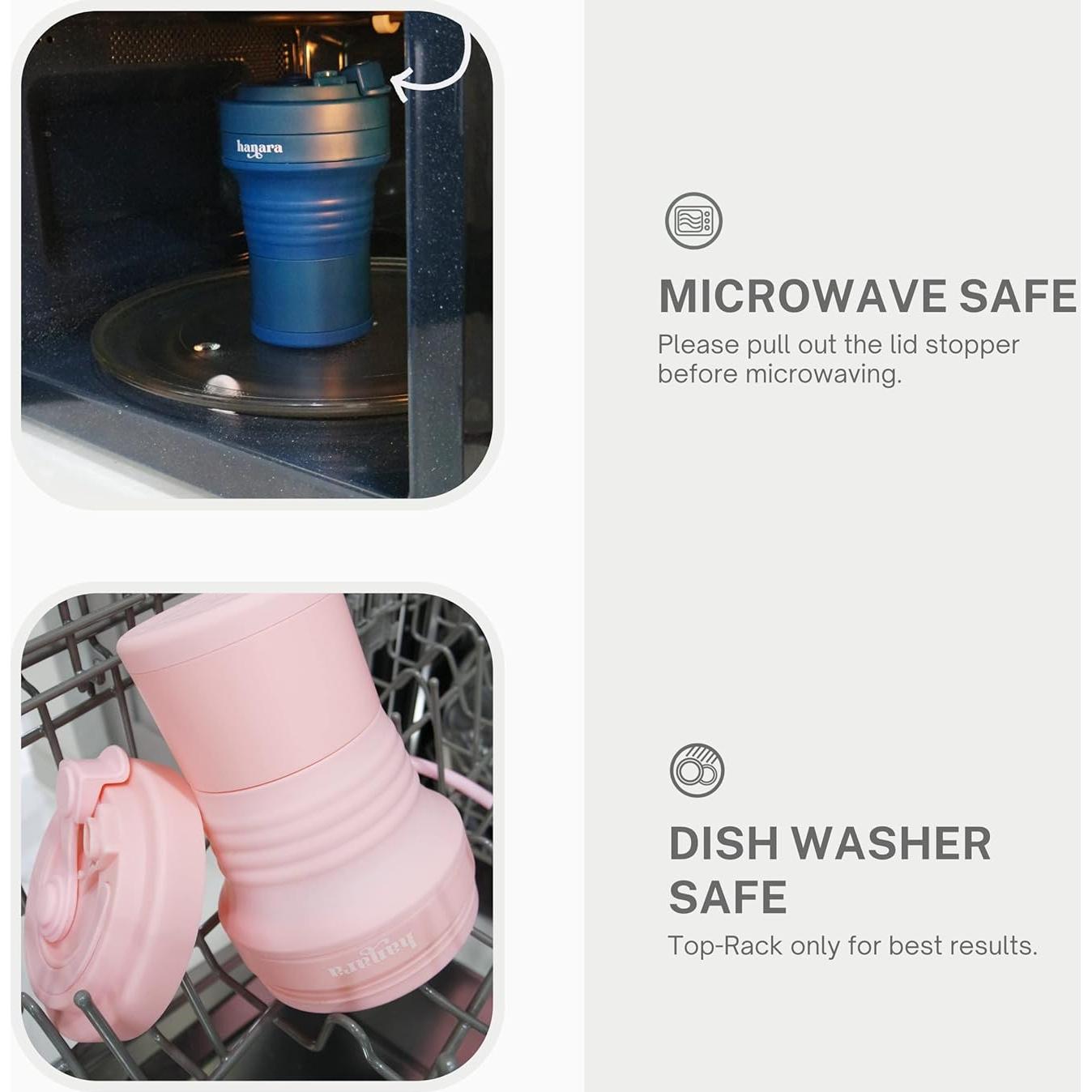 Taza Plegable Reutilizable Hanara 550ml Beige a Prueba de Fugas