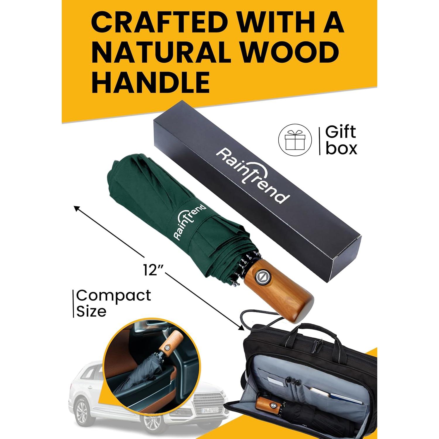 Sombrilla Plegable Automática Verde Oscuro a Prueba de Viento