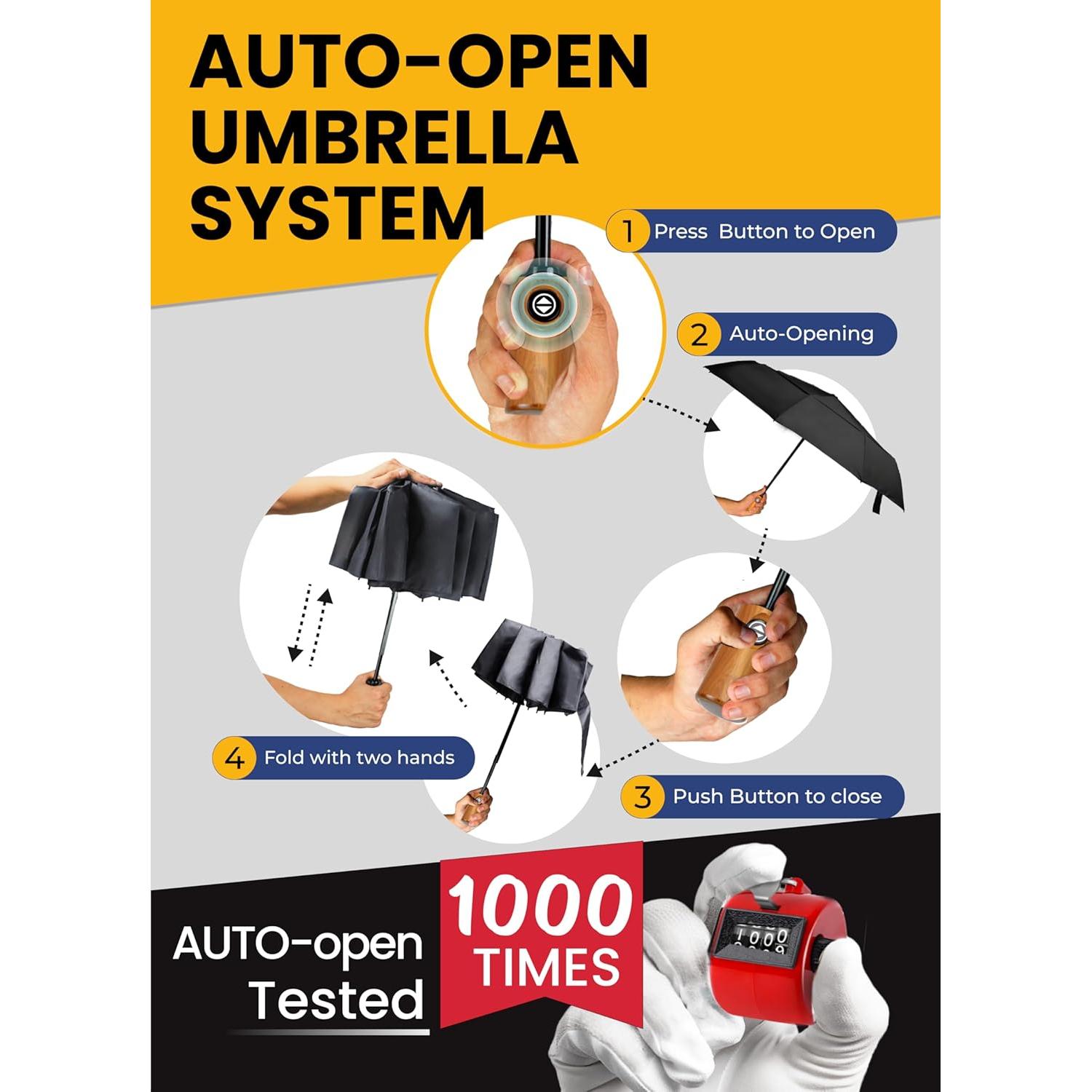 Sombrilla Plegable Automática Verde Oscuro a Prueba de Viento