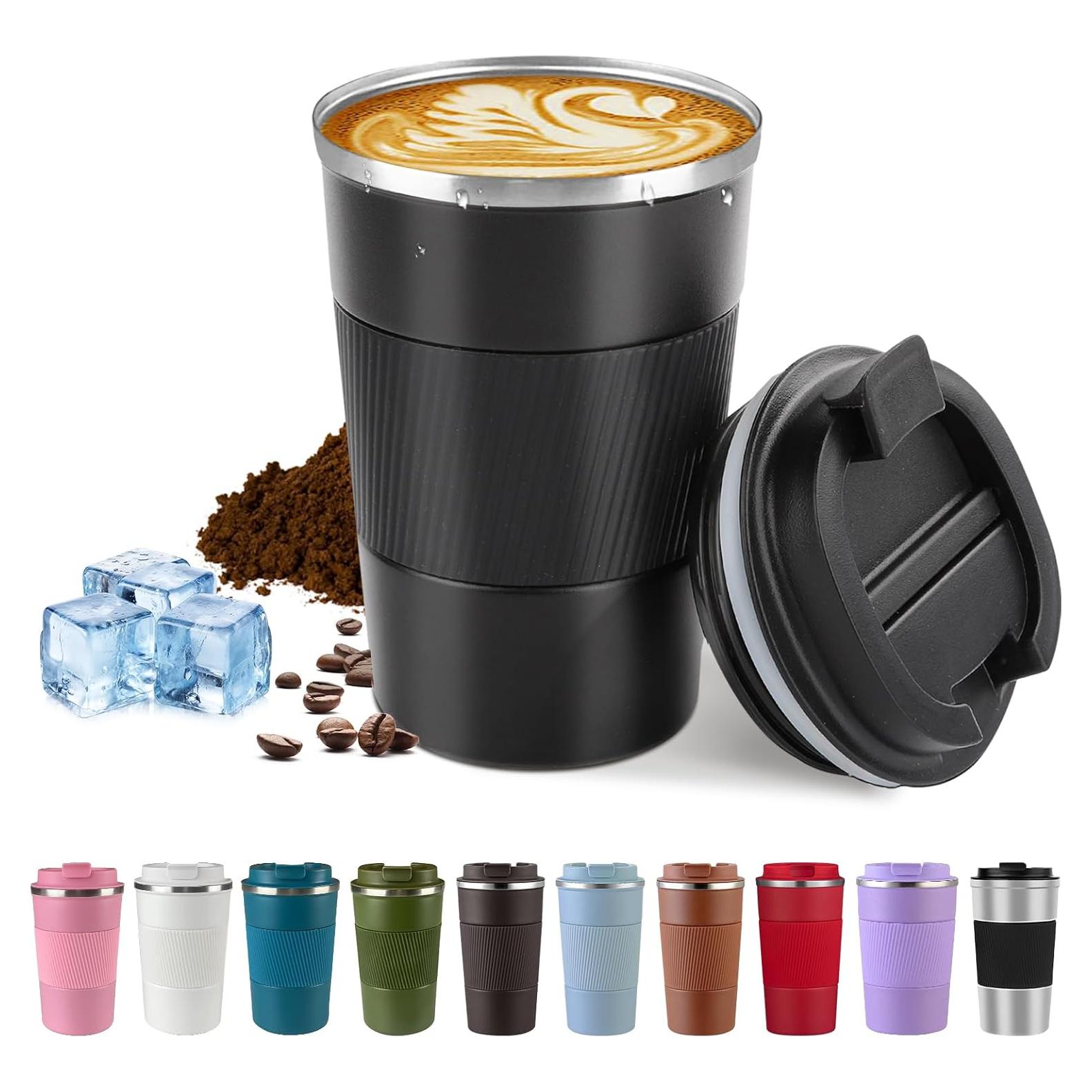 Taza de café aislada SPLMIFA 380ml negra a prueba de fugas