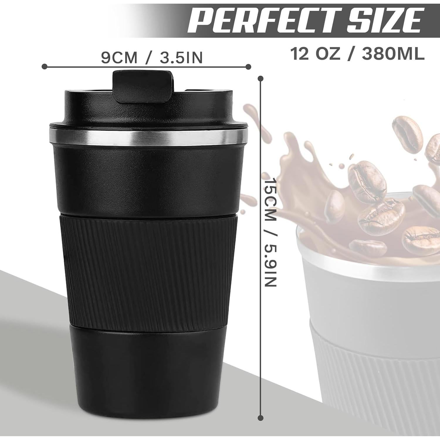 Taza de café aislada SPLMIFA 380ml negra a prueba de fugas