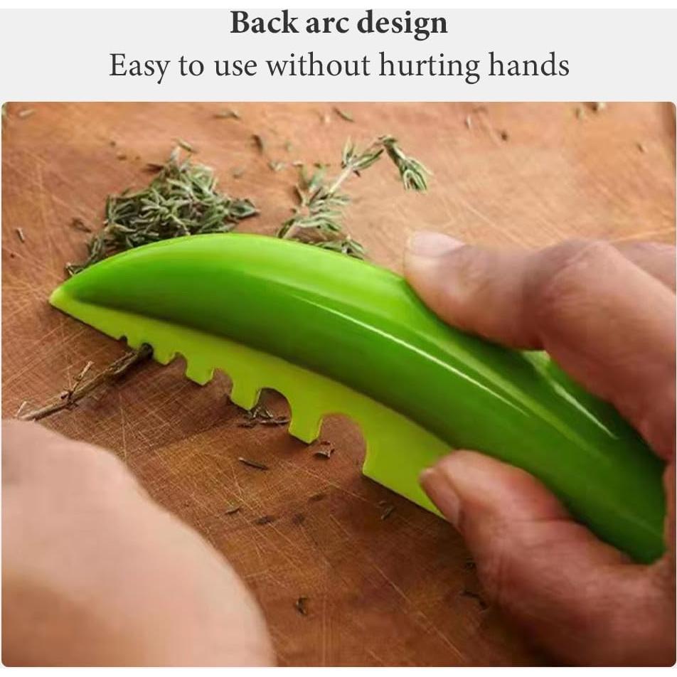 Herb Stripper, Kitchen Herb Leaf Stripping Tool, Herb Peeler for Vegetable Leaf Kale, Collard Greens, Thyme, Basil, Rosemary Stripper Cilantro Tool(6 holes)(green)