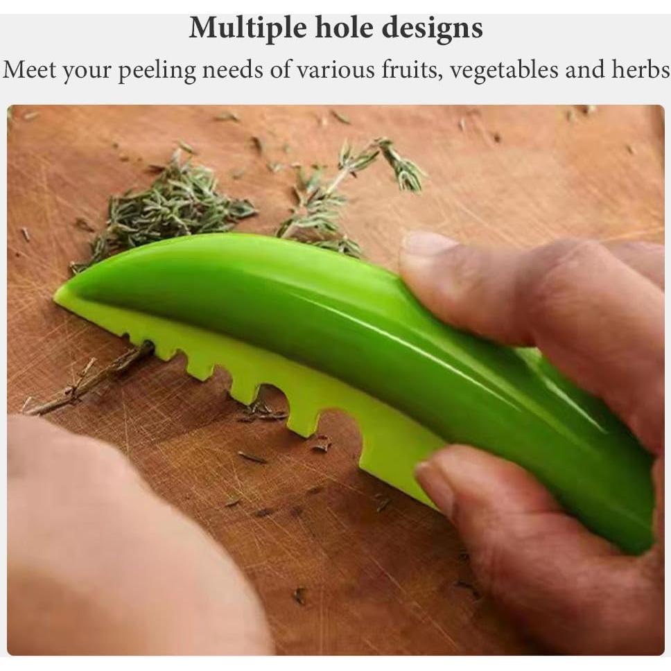 Herb Stripper, Kitchen Herb Leaf Stripping Tool, Herb Peeler for Vegetable Leaf Kale, Collard Greens, Thyme, Basil, Rosemary Stripper Cilantro Tool(6 holes)(green)