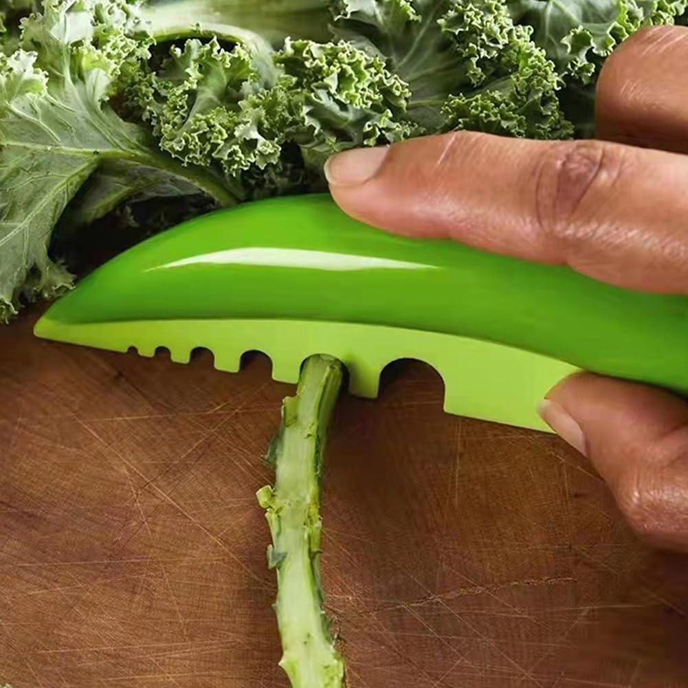 Herb Stripper, Kitchen Herb Leaf Stripping Tool, Herb Peeler for Vegetable Leaf Kale, Collard Greens, Thyme, Basil, Rosemary Stripper Cilantro Tool(6 holes)(green)