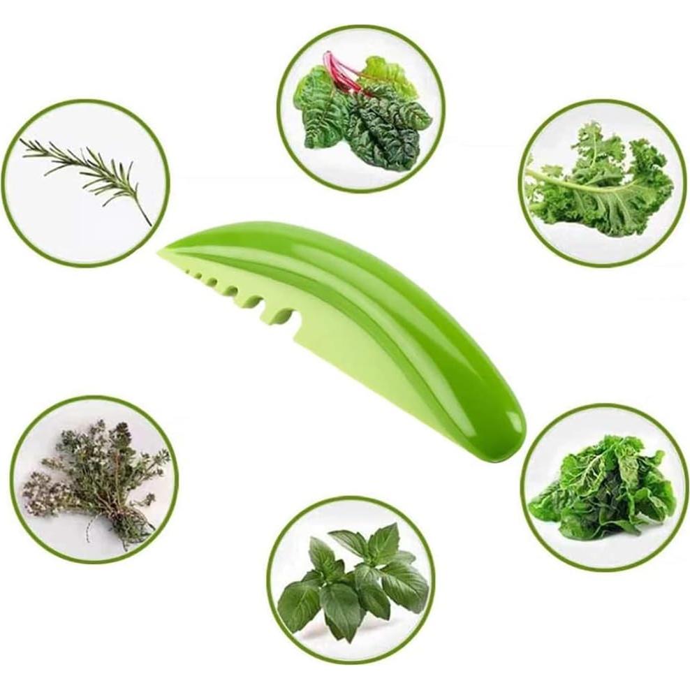 Herb Stripper, Kitchen Herb Leaf Stripping Tool, Herb Peeler for Vegetable Leaf Kale, Collard Greens, Thyme, Basil, Rosemary Stripper Cilantro Tool(6 holes)(green)
