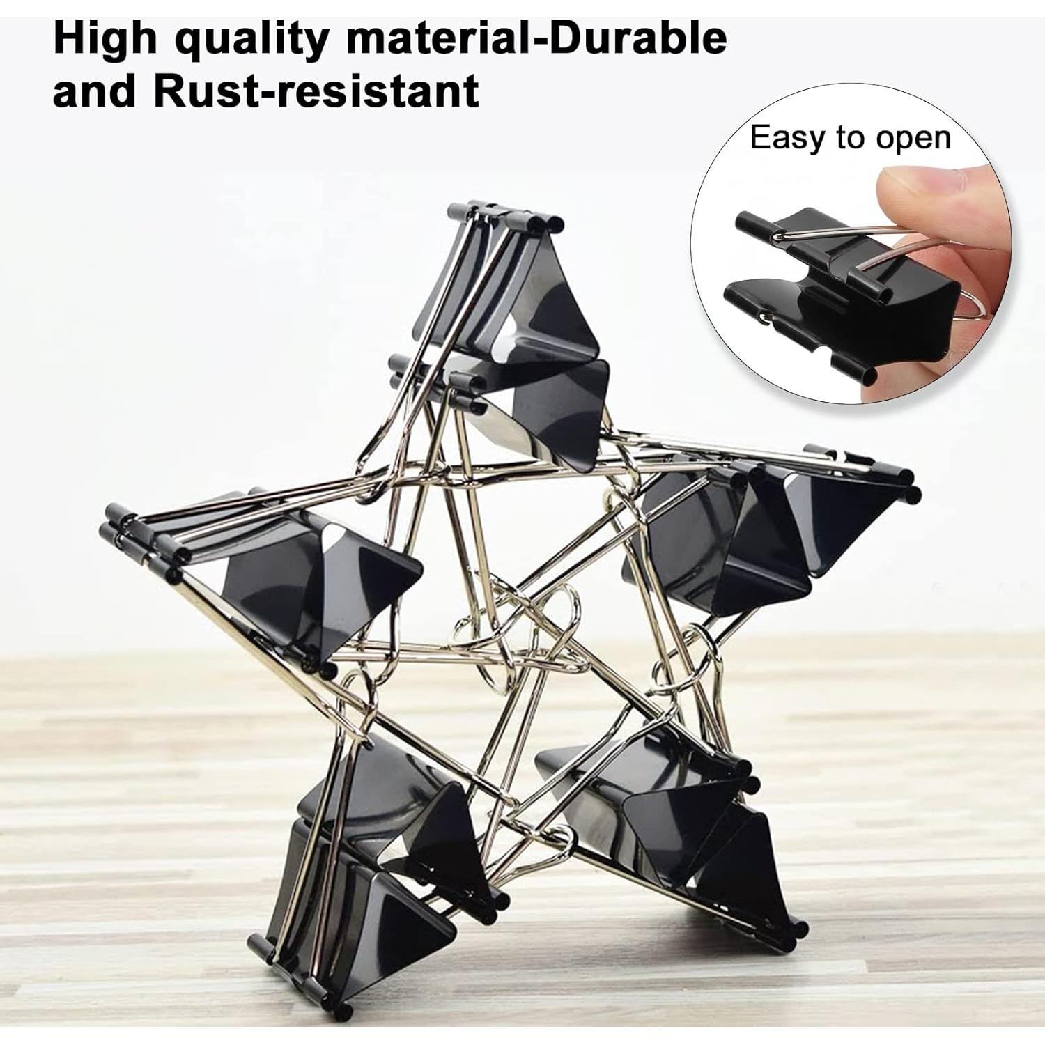 130 Clips de Carpeta Pequeños DANRONG 19mm Negros para Oficina