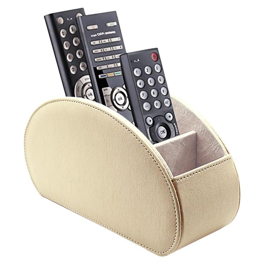 Organizador de Control Remoto Fosinz de Cuero Beige 5 Compartimentos