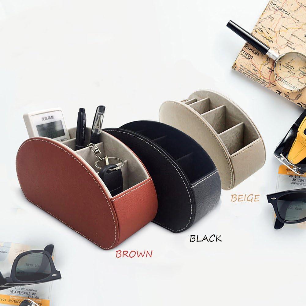 Organizador de Control Remoto Fosinz de Cuero Beige 5 Compartimentos