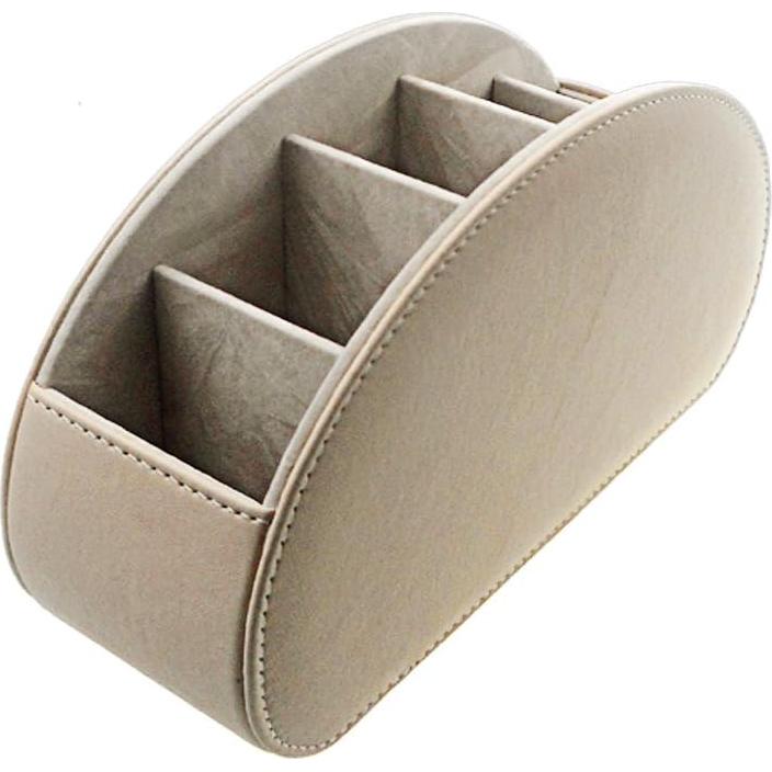 Organizador de Control Remoto Fosinz de Cuero Beige 5 Compartimentos