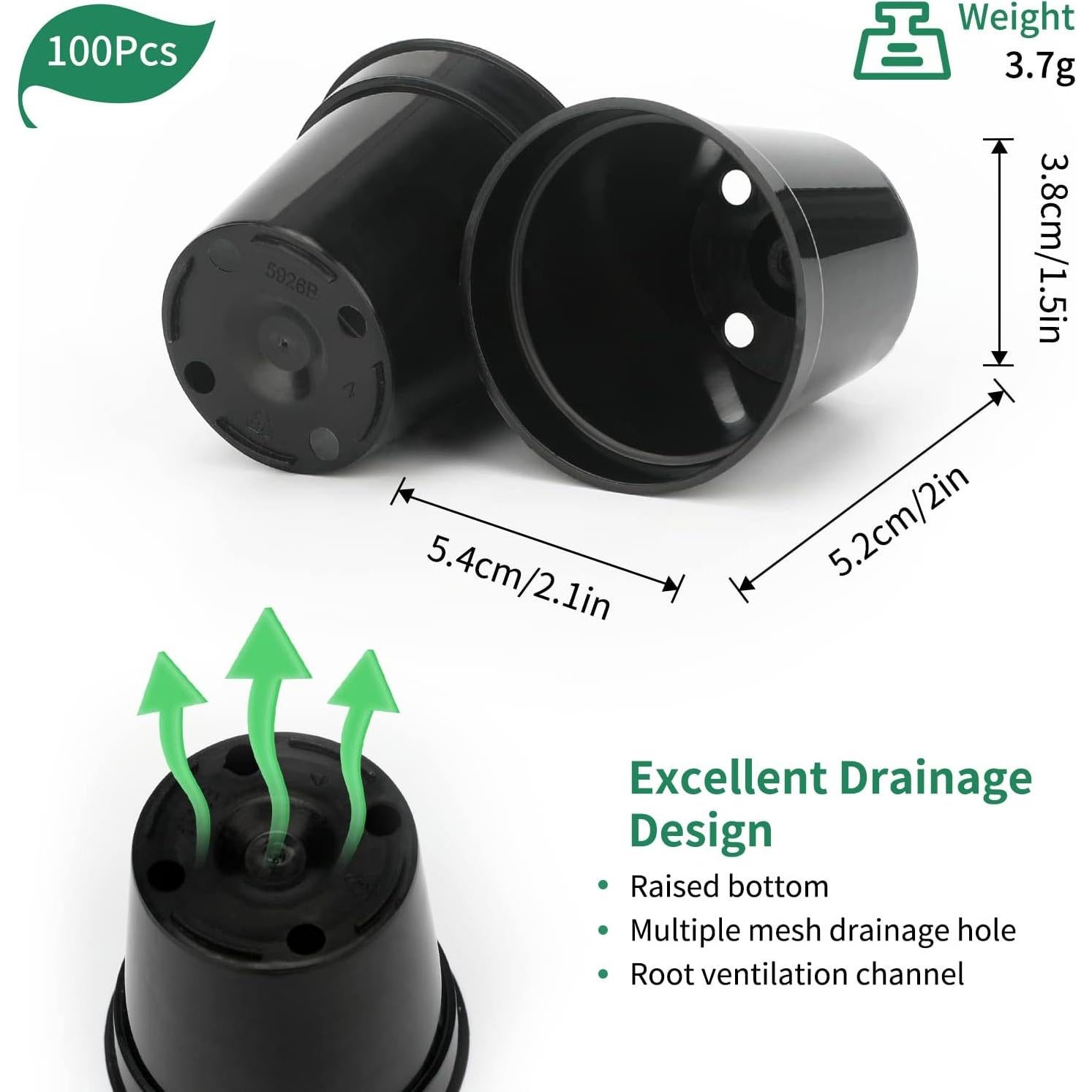 Macetas de Plástico Negras KINGLAKE GARDEN 50 Unidades 5.4 cm