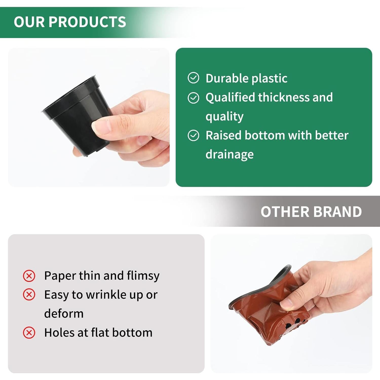 Macetas de Plástico Negras KINGLAKE GARDEN 50 Unidades 5.4 cm