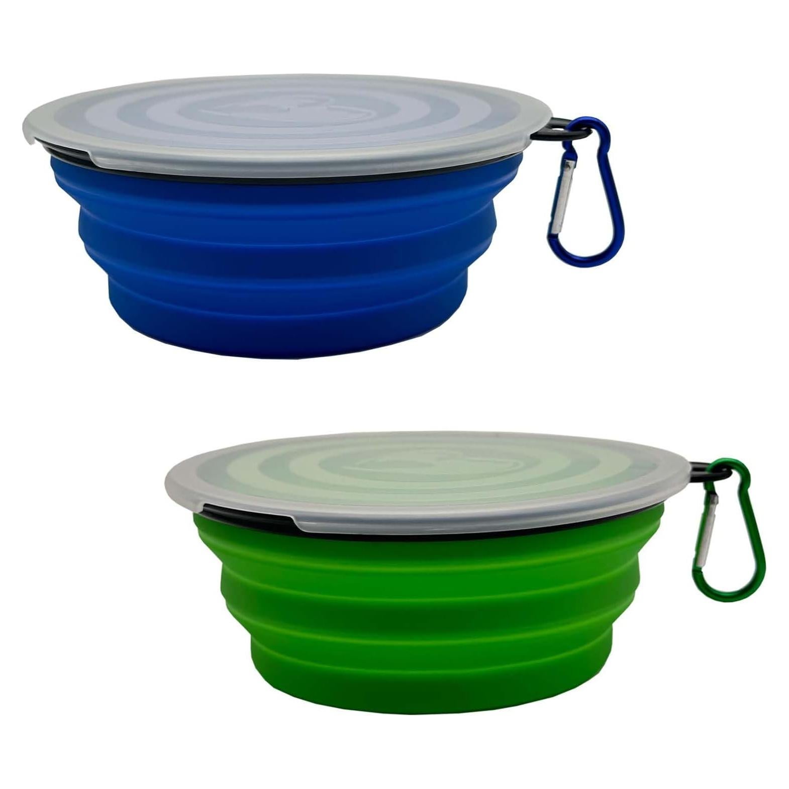 Tazón Plegable para Perros Ylaptew 350ml Azul y Verde 2 Piezas