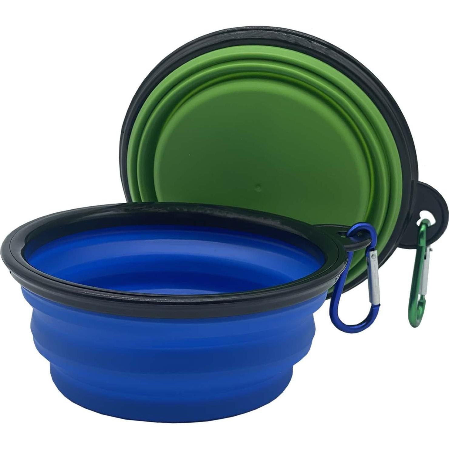 Tazón Plegable para Perros Ylaptew 350ml Azul y Verde 2 Piezas