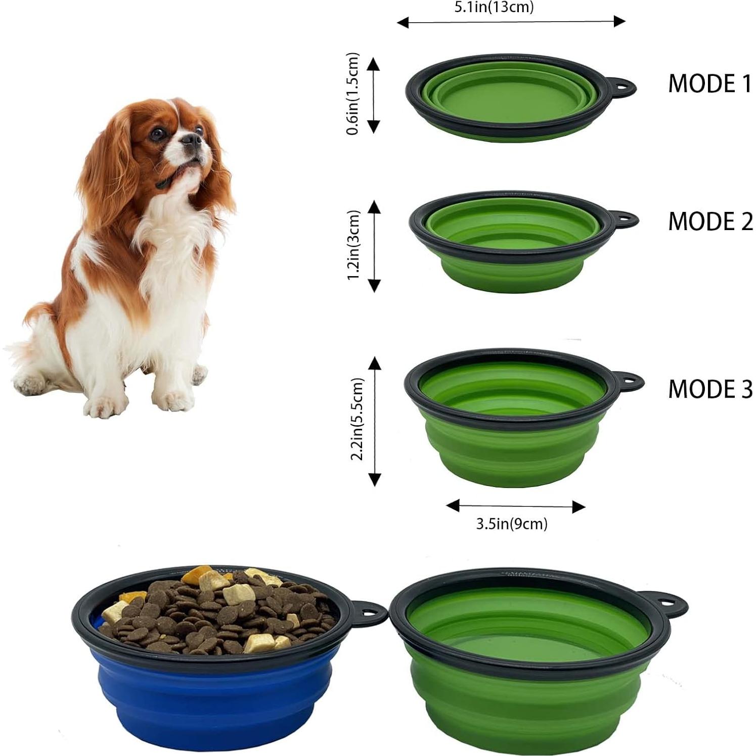 Tazón Plegable para Perros Ylaptew 350ml Azul y Verde 2 Piezas