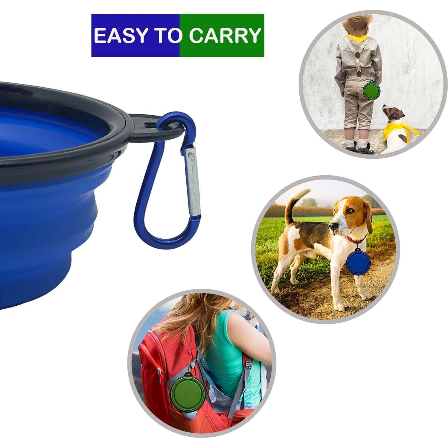 Tazón Plegable para Perros Ylaptew 350ml Azul y Verde 2 Piezas