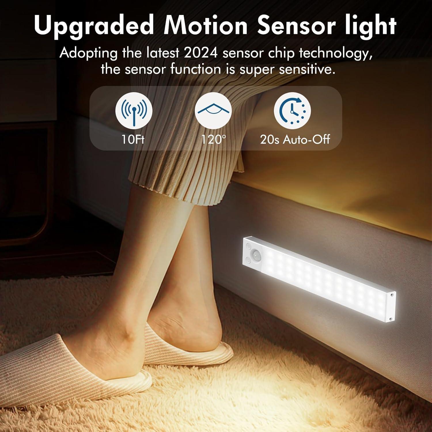 Luz Bajo Gabinete KEPLUG 2 Paquete Sensor Movimiento Recargable